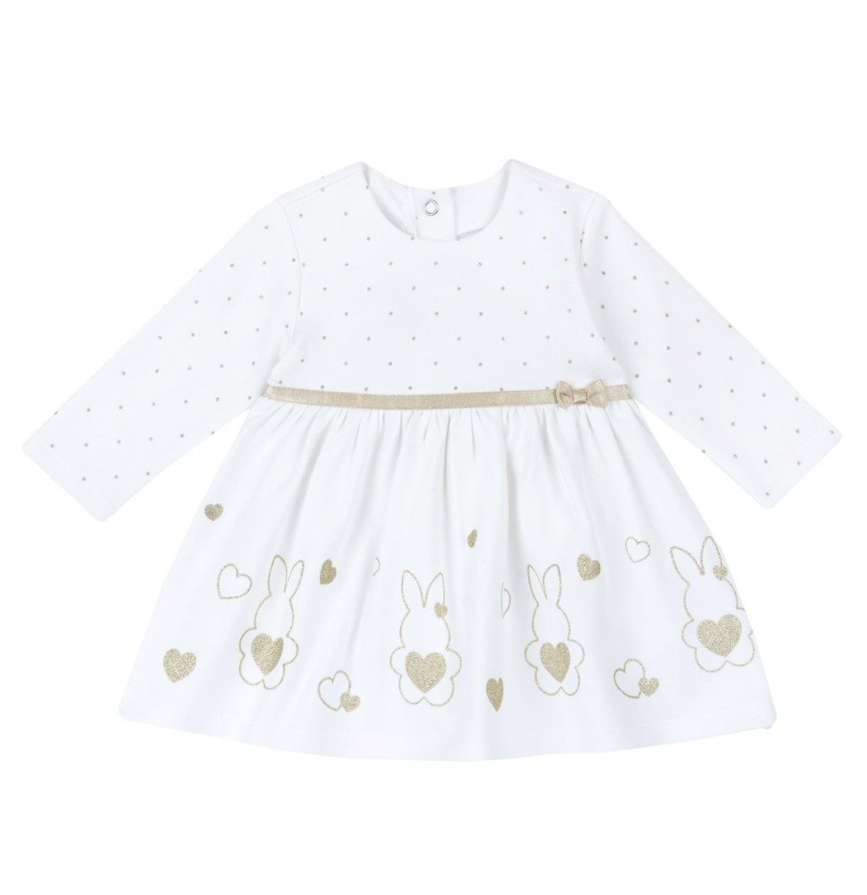Vestito Chicco bianco manica lunga con fantasia glitter 05958