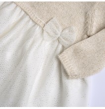 Vestito Chicco bianco e beige manica lunga elegante 05957