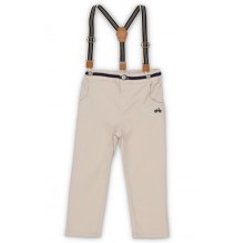 Pantalone Chicco con bretelle in cotone Neonato Beige 24223