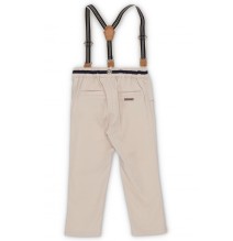Pantalone Chicco con bretelle in cotone Neonato Beige 24223
