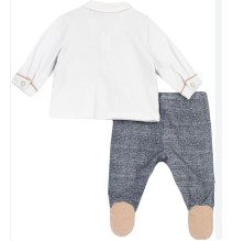Completo Chicco Neonato Bianco e Grigio maglia con pantalone con piedini 09027093000000_038