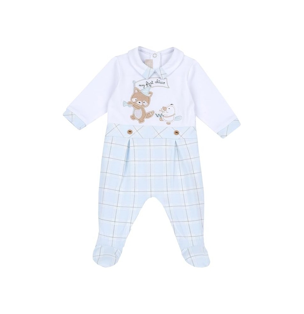 Tutina Chicco in cotone Neonato bianca e azzurra 27088