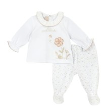 Completo Chicco Neonata maglietta e pantalone con piedini bianca 75804