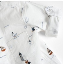 Camicia Chicco Neonato Bianca a fantasia marina 54686
