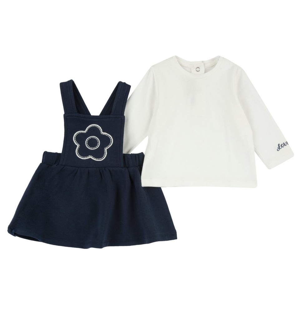 Completo Chicco blu con salopette e maglietta manica lunga 75900