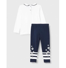 Completo Chicco Neonata maglietta e leggings bianco e blu 07475
