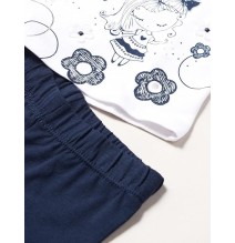 Completo Chicco Neonata maglietta e leggings bianco e blu 07475