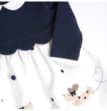Vestito Chicco bianco e blu con stampa e applicazioni 07384
