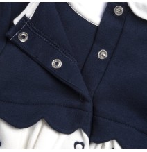 Vestito Chicco bianco e blu con stampa e applicazioni 07384
