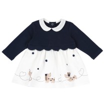 Vestito Chicco bianco e blu con stampa e applicazioni 07384