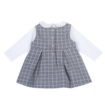 Completo Chicco Grigio e Bianco vestito smanicato con body 07782