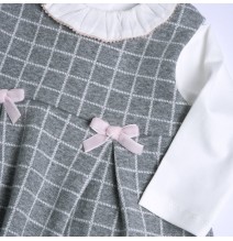 Completo Chicco Grigio e Bianco vestito smanicato con body 07782