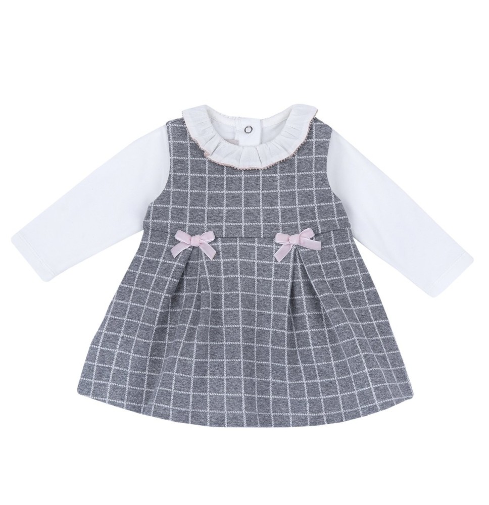 Completo Chicco Grigio e Bianco vestito smanicato con body 07782