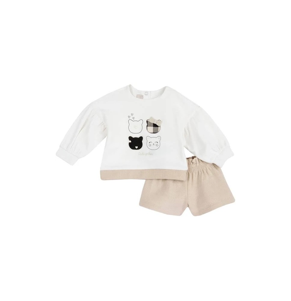 Completo Chicco bianco e beige  felpa con shorts 75947