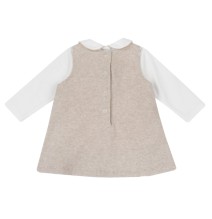 Completo Chicco Beige e Bianco vestito smanicato con maglietta 73812