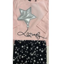 Completo Sarabanda Bimba Maglietta Rosa e leggings Nero D4077