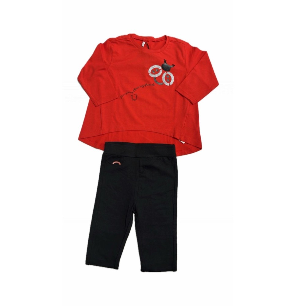 Completo Sarabanda Bimba Maglietta Rossa e pantalone nero 6762