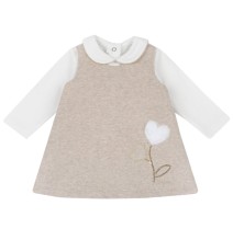 Completo Chicco Beige e Bianco vestito smanicato con maglietta 73812