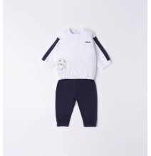 Completo Minibanda Neonato Maglietta bianca e pantalone blu 36607/00