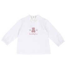 Maglietta Chicco bianca collo lupetto con ricamo  07775