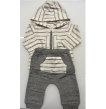 Set 2 pezzi Minibanda Neonato, felpa e pantalone Bianco e grigio 6606