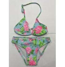 Costume 2 pezzi Ragazza con pareo verde LA598