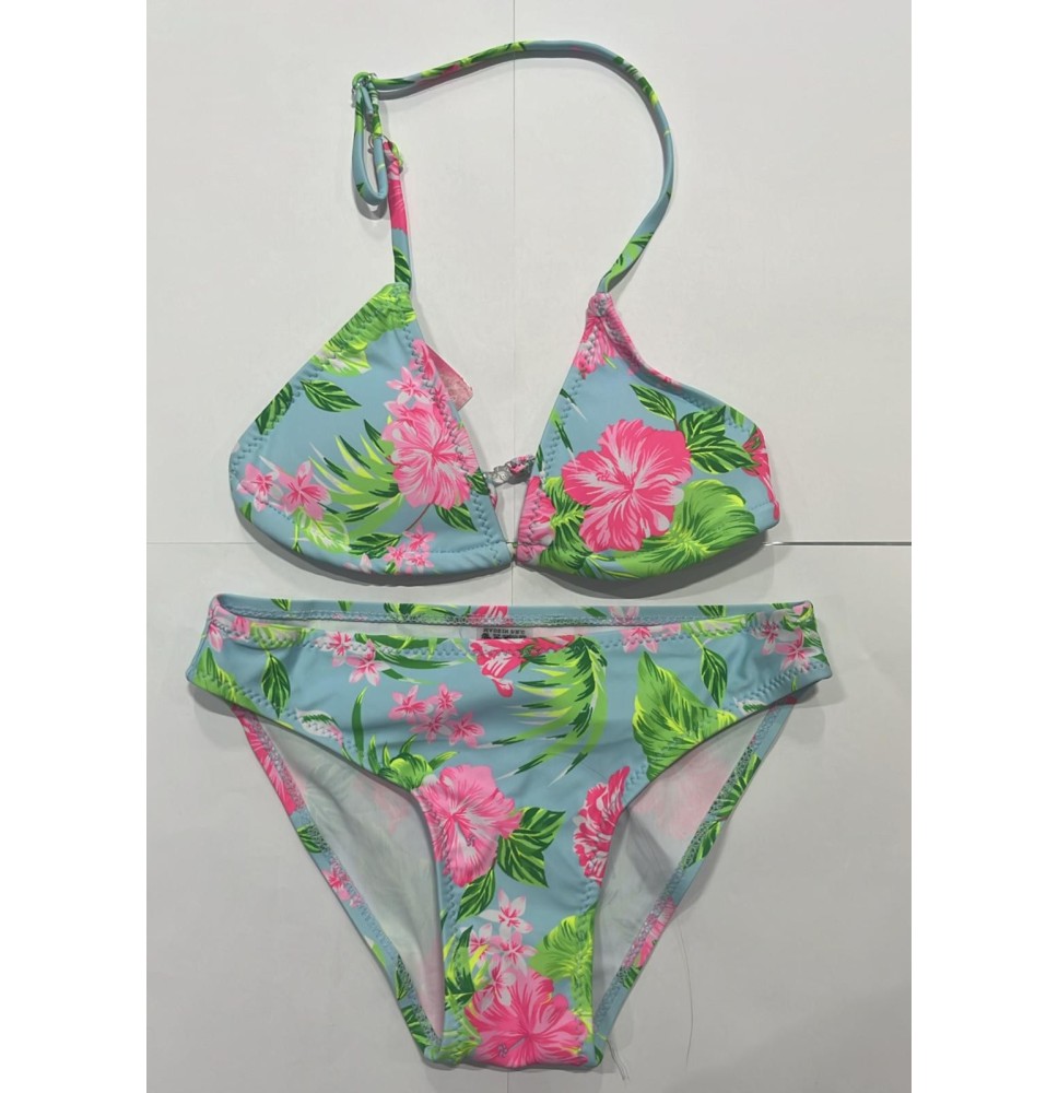 Costume 2 pezzi Ragazza con pareo verde LA598