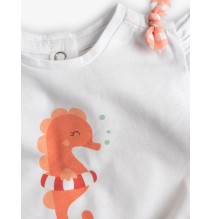 Set 2 pezzi Chicco maglietta e pantalone corto Bimba Bianco e arancione 75885