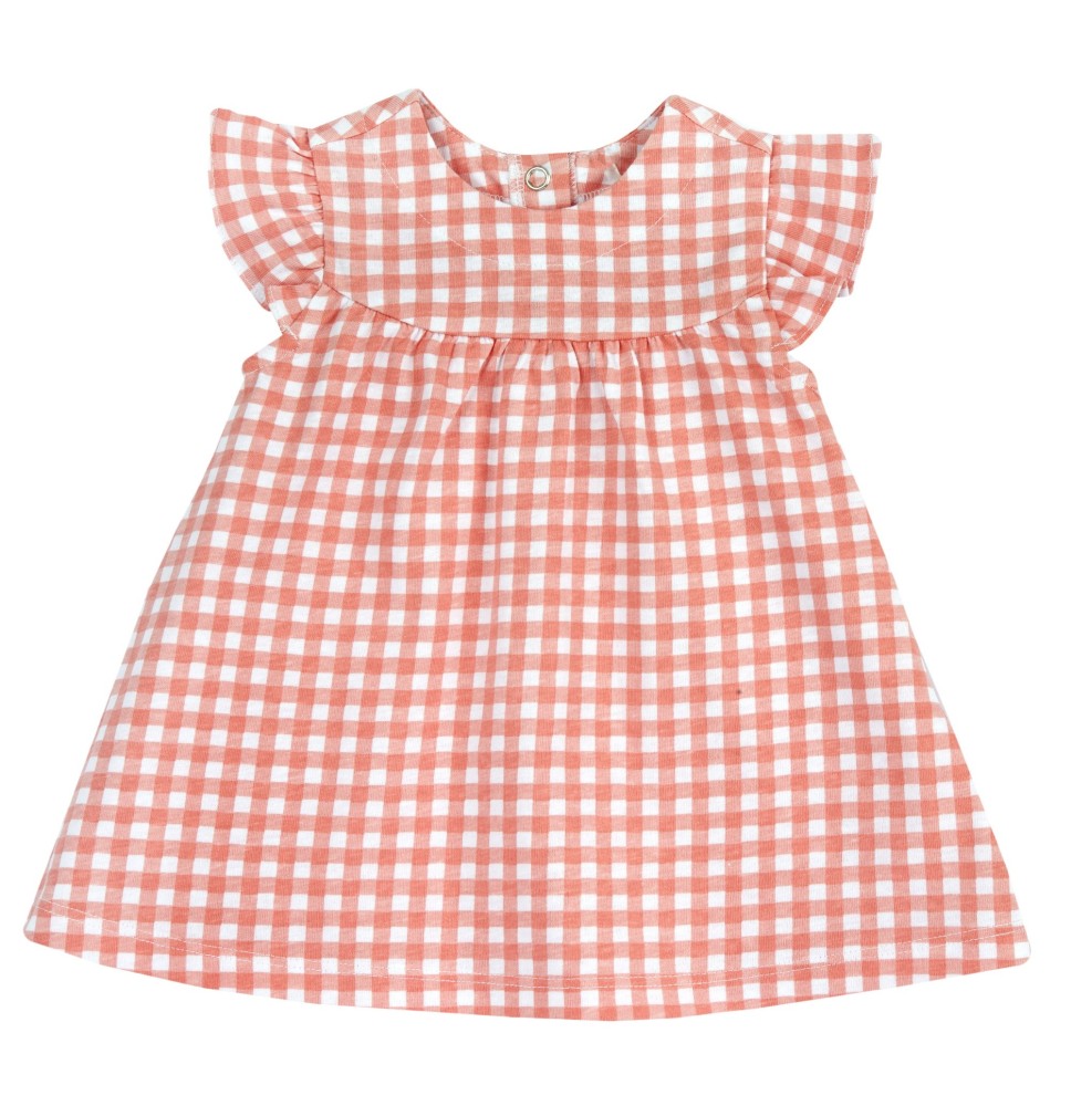 Abito Chicco Bimba Arancione a quadri bianchi 05821