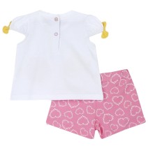 Completo 2 pezzi Chicco Neonata, Maglietta  bianca e pantalone corto rosa 75883