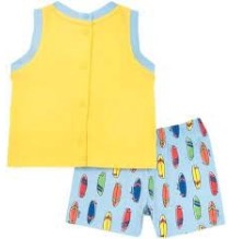 Completo 2 pezzi Chicco Neonato,canotta gialla e pantalone azzurro 75893