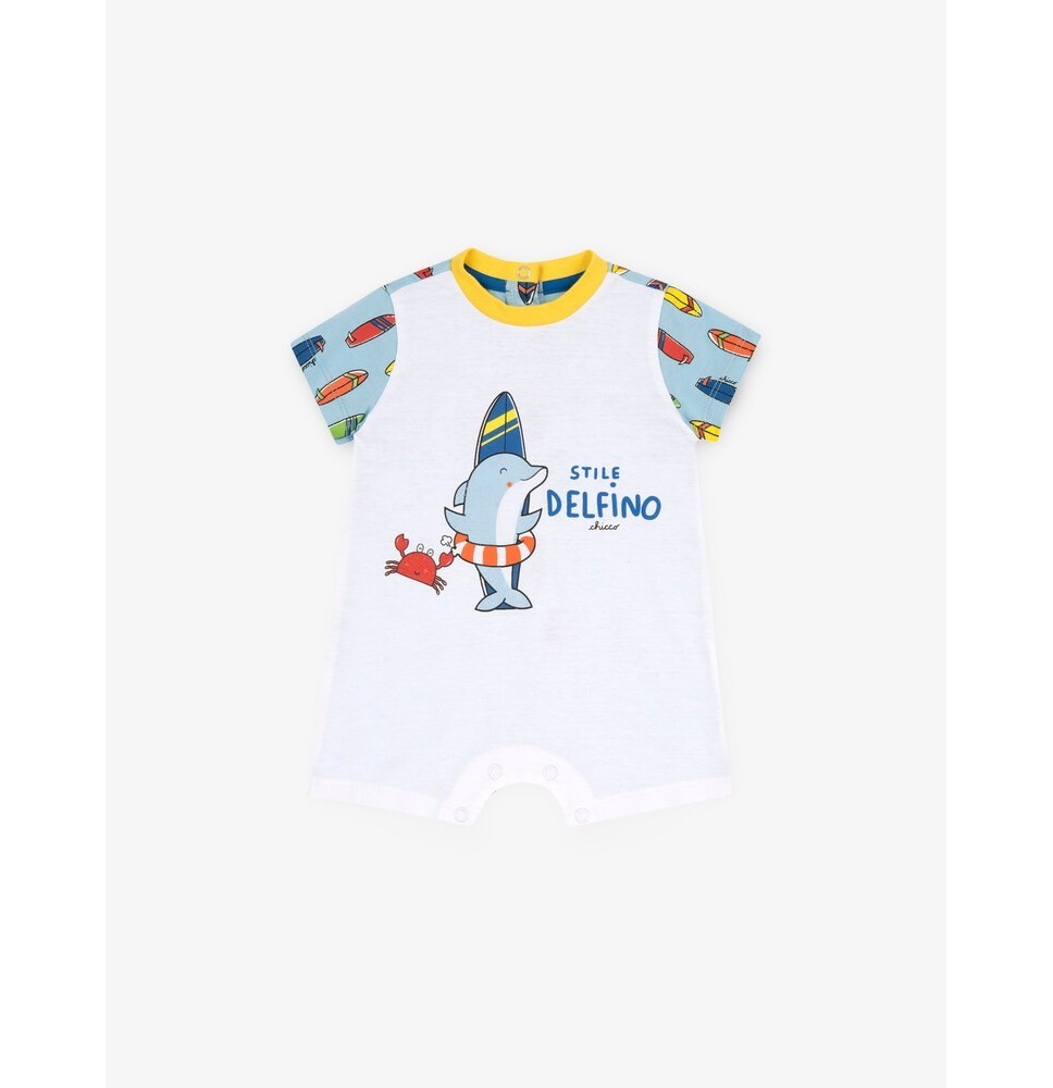 Pagliaccetto Chicco Neonato Bianco e azzurro fantasia tavole da surf 51333