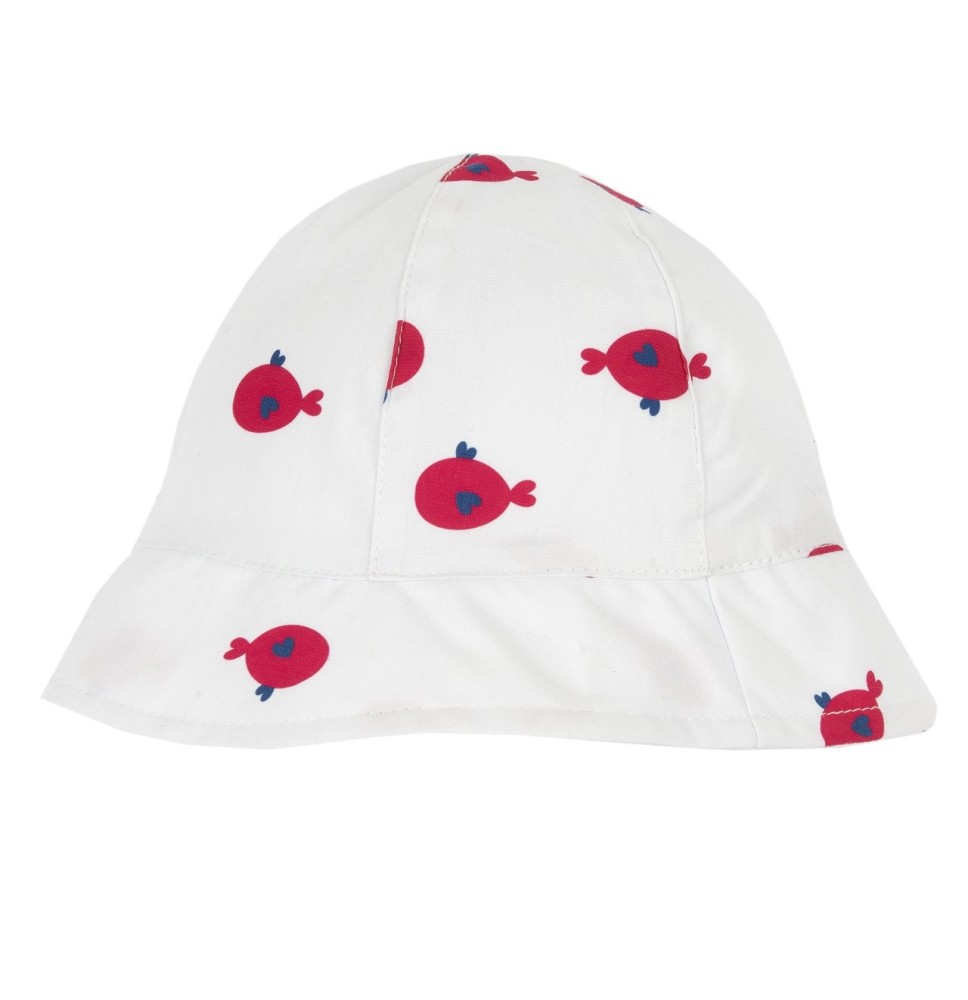 Cappello Chicco Neonato Bianco fantasia pesci rossi / Bianco a righe rosse 16425