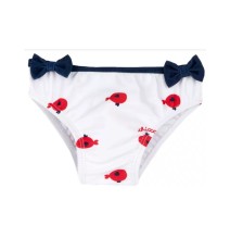 Costume da bagno 2 pezzi Chicco neonata bianco e blu fantasia pesci rossi 07283