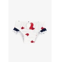 Costume da bagno slip Chicco Neonata Bianco e blu fantasia pesciolini rossi 07284