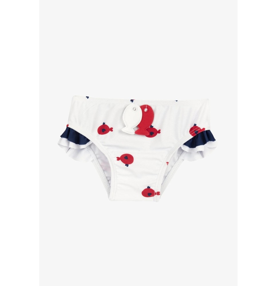 Costume da bagno slip Chicco Neonata Bianco e blu fantasia pesciolini rossi 07284
