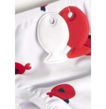 Costume da bagno slip Chicco Neonata Bianco e blu fantasia pesciolini rossi 07284
