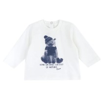 Maglietta Chicco bimbo bianca con dettaglio orso 07542