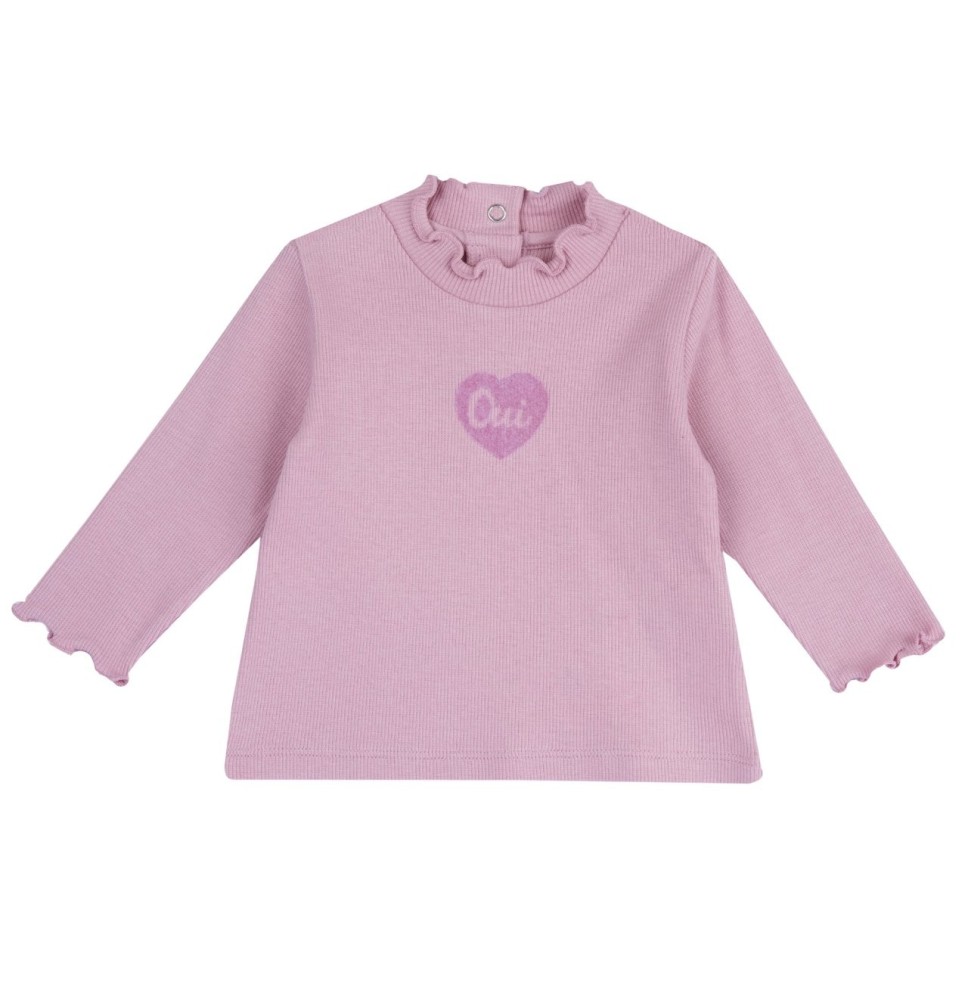 Maglietta Chicco Bimba collo a lupetto rosa 07792