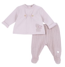 Completo Chicco Neonata maglia e pantaloni con piedini rosa 75912