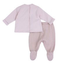 Completo Chicco Neonata maglia e pantaloni con piedini rosa 75912