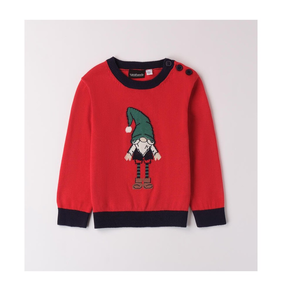 Maglione Sarabanda Bimbo rosso con gnomo A110