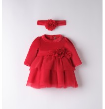Vestito Minibanda Neonata Cerimonia Rosso e Bianco A77700
