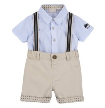 Completo Chicco Neonato camicia e pantalone corto Azzurro e Beige 75633