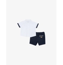 Completo Chicco Neonato Camicia con papillon e Pantalone corto  Bianco e Blu 09075632000000_088