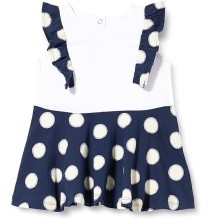 Vestito Chicco Neonata manica corta bianco e blu fantasia pois 00087