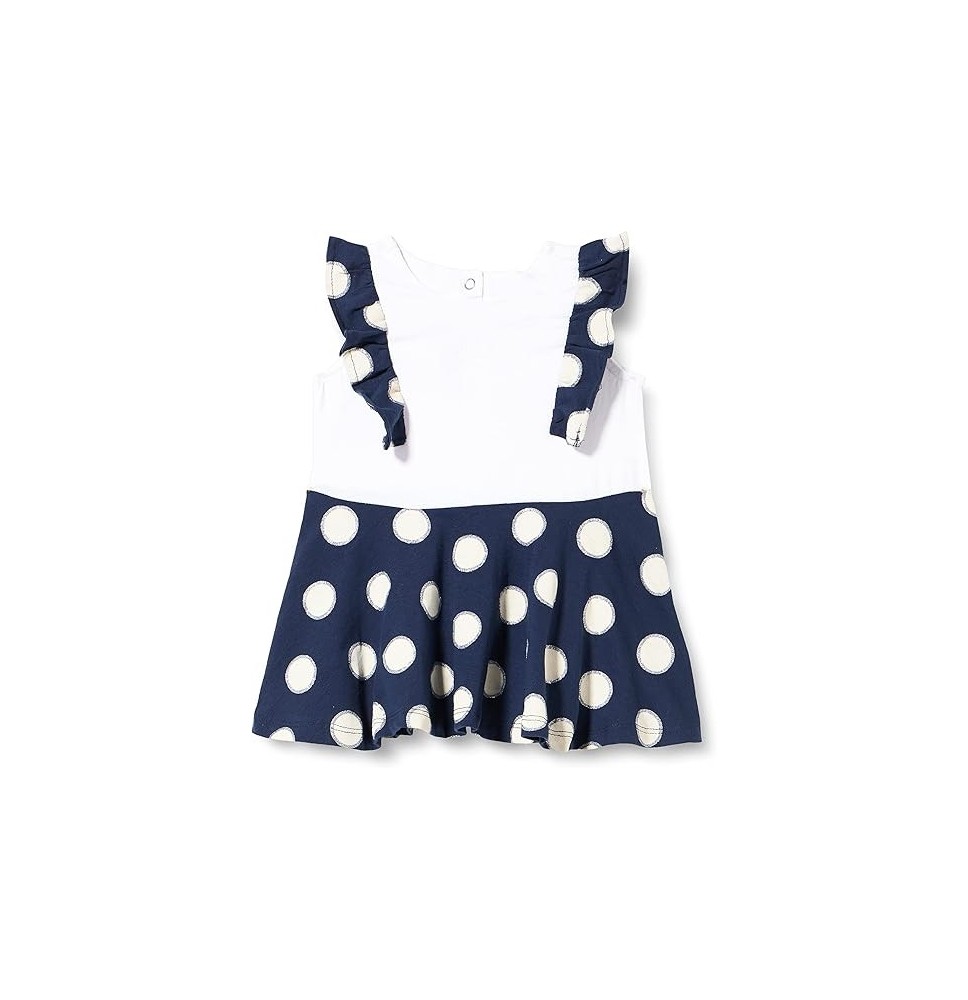 Vestito Chicco Neonata manica corta bianco e blu fantasia pois 00087