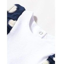 Vestito Chicco Neonata manica corta bianco e blu fantasia pois 00087