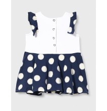 Vestito Chicco Neonata manica corta bianco e blu fantasia pois 00087