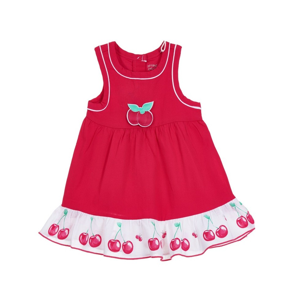 Vestito Chicco Neonata giromanica Rosa con dettaglio ciliegie 03398